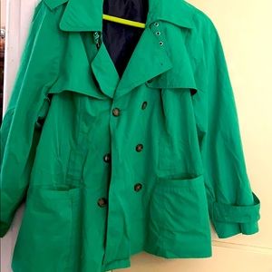 Merona Kelly Green Short Trench Coat Size 2 22/24
